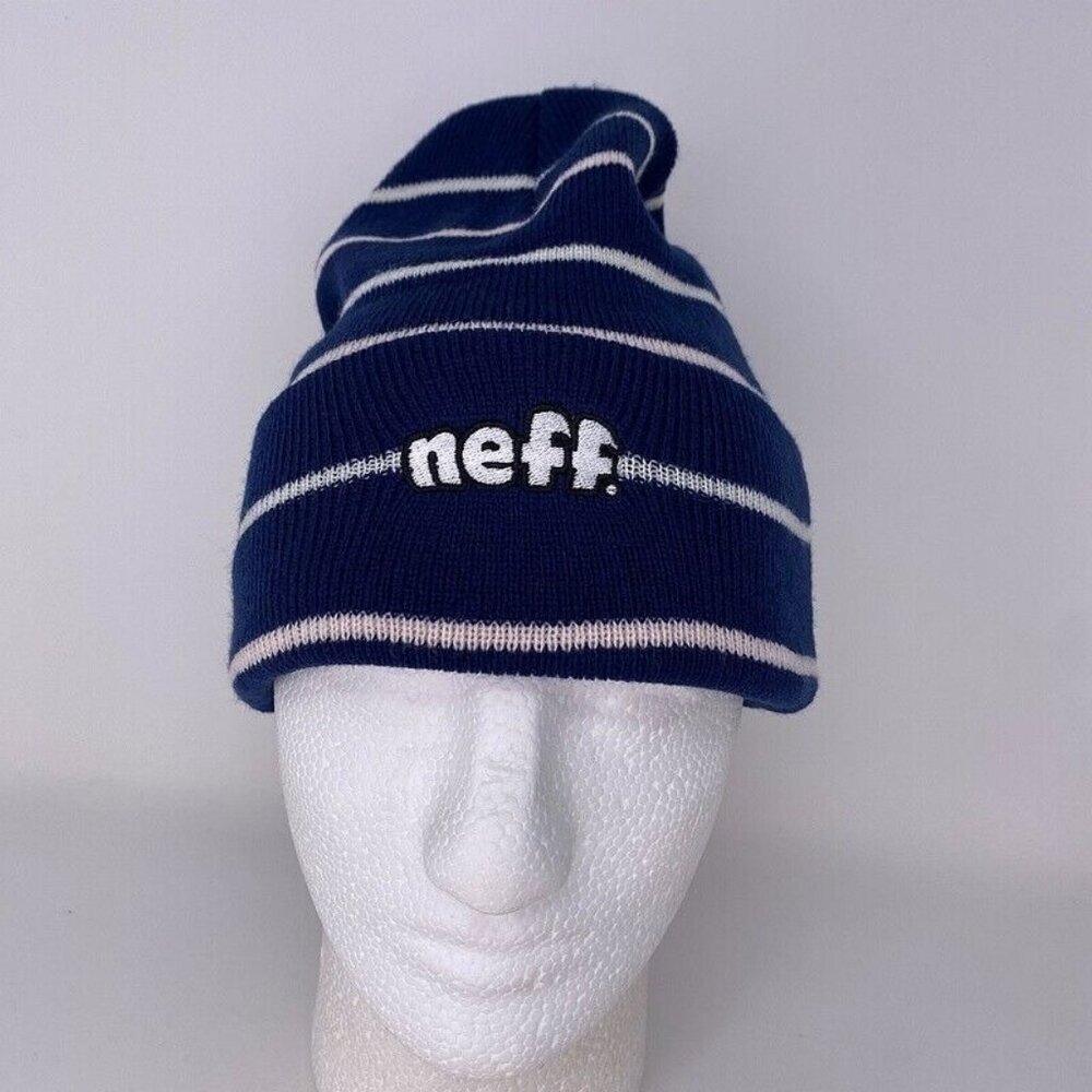 NWT Neff Beanie Winter Hat Snowboard Skate Navy Blue Pink White Embroidered
